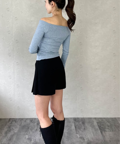 Per sist ence（パーシエンス）の「ラメリブオフショルトップス（Tシャツ/カットソー・レディース・アイボリー/ブラック/グレー/ブルー/カーキ・FREE）」の21枚目の写真