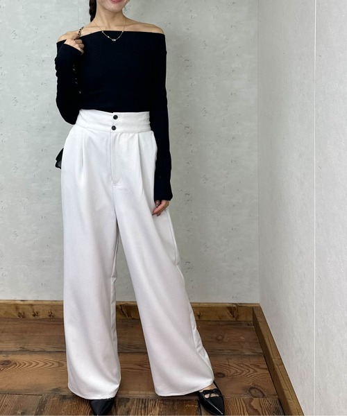 セール】ラメリブオフショルトップス（Tシャツ/カットソー）｜Per sist