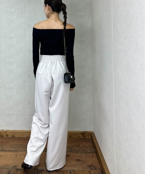 Per sist ence（パーシエンス）の「ラメリブオフショルトップス（Tシャツ/カットソー・レディース・アイボリー/ブラック/グレー/ブルー/カーキ・FREE）」の16枚目の写真