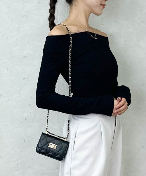 Per sist ence（パーシエンス）の「ラメリブオフショルトップス（Tシャツ/カットソー・レディース・アイボリー/ブラック/グレー/ブルー/カーキ・FREE）」の17枚目の写真