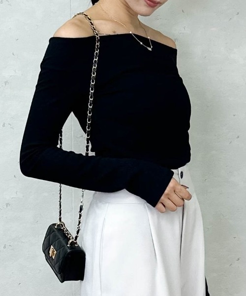 セール】ラメリブオフショルトップス（Tシャツ/カットソー）｜Per sist