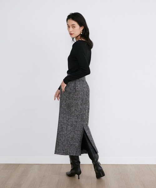 INED(イネド)の「杢ツイードタイトミディスカート【セットアップ対応】(スカート・レディース・ブラック・7号/9号)」の5枚目の写真