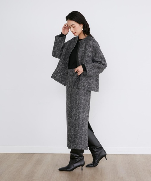 INED(イネド)の「杢ツイードタイトミディスカート【セットアップ対応】(スカート・レディース・ブラック・7号/9号)」の7枚目の写真