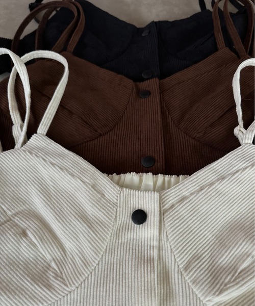 lawgy（ラウジー）の「corduroy front button bustier / コーデュロイフロントボタンビスチェ（キャミソール・レディース・アイボリー/ブラック/ブラウン・FREE）」の13枚目の写真