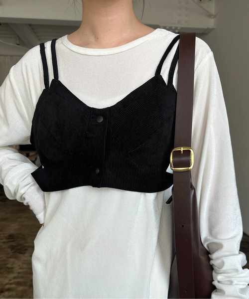 lawgy（ラウジー）の「corduroy front button bustier / コーデュロイフロントボタンビスチェ（キャミソール・レディース・アイボリー/ブラック/ブラウン・FREE）」の10枚目の写真