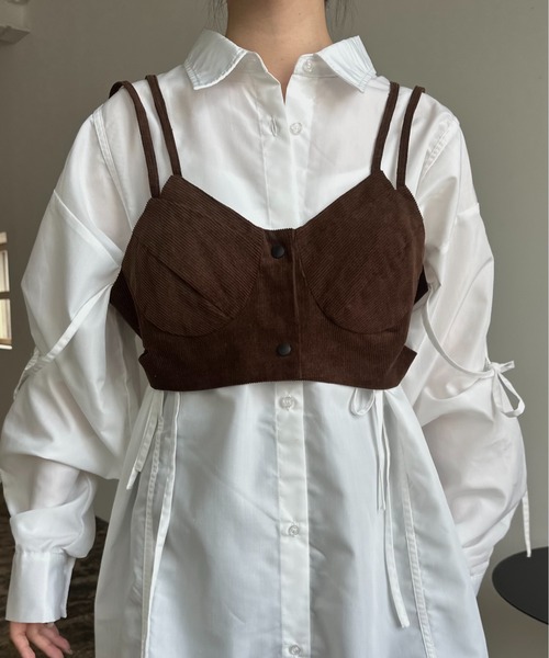 lawgy（ラウジー）の「corduroy front button bustier / コーデュロイフロントボタンビスチェ（キャミソール・レディース・アイボリー/ブラック/ブラウン・FREE）」の6枚目の写真