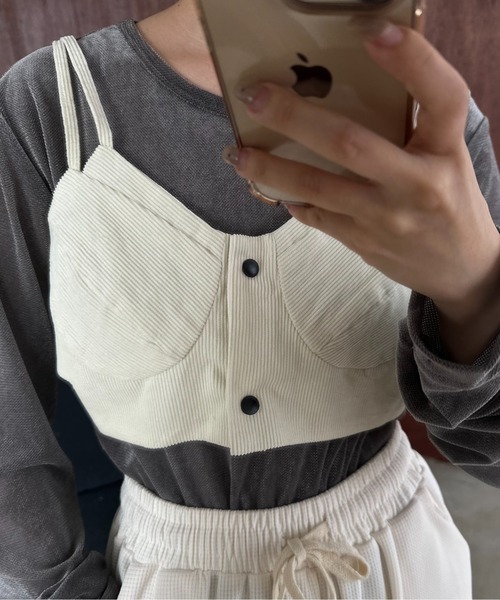 lawgy（ラウジー）の「corduroy front button bustier / コーデュロイフロントボタンビスチェ（キャミソール・レディース・アイボリー/ブラック/ブラウン・FREE）」の9枚目の写真