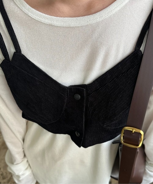 lawgy（ラウジー）の「corduroy front button bustier / コーデュロイフロントボタンビスチェ（キャミソール・レディース・アイボリー/ブラック/ブラウン・FREE）」の12枚目の写真