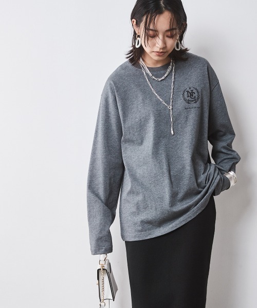CHIC STYLE（シックスタイル）の「綿100％ロゴプリントロングスリーブTシャツ ＜大きいサイズ有＞シックスタイル　（Tシャツ/カットソー・レディース・オフホワイト/チャコール・M/L/LL/3L/4L/5L）」の15枚目の写真