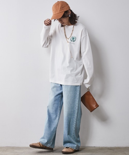 CHIC STYLE（シックスタイル）の「綿100％ロゴプリントロングスリーブTシャツ ＜大きいサイズ有＞シックスタイル　（Tシャツ/カットソー・レディース・オフホワイト/チャコール・M/L/LL/3L/4L/5L）」の11枚目の写真