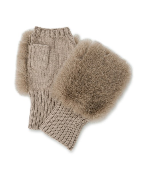 VIS（ビス）の「フィンガーレスファーアームウォーマー（手袋・レディース・ブラック/キナリ/ベージュ・FREE）」の4枚目の写真