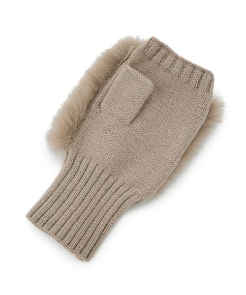 VIS（ビス）の「フィンガーレスファーアームウォーマー（手袋・レディース・ブラック/キナリ/ベージュ・FREE）」の6枚目の写真