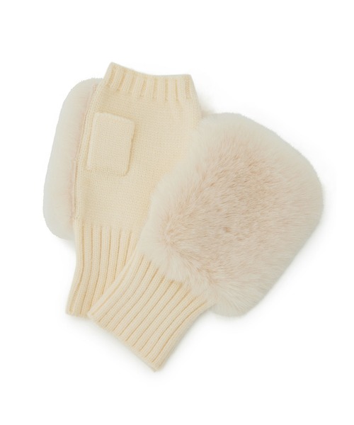 VIS（ビス）の「フィンガーレスファーアームウォーマー（手袋・レディース・ブラック/キナリ/ベージュ・FREE）」の13枚目の写真