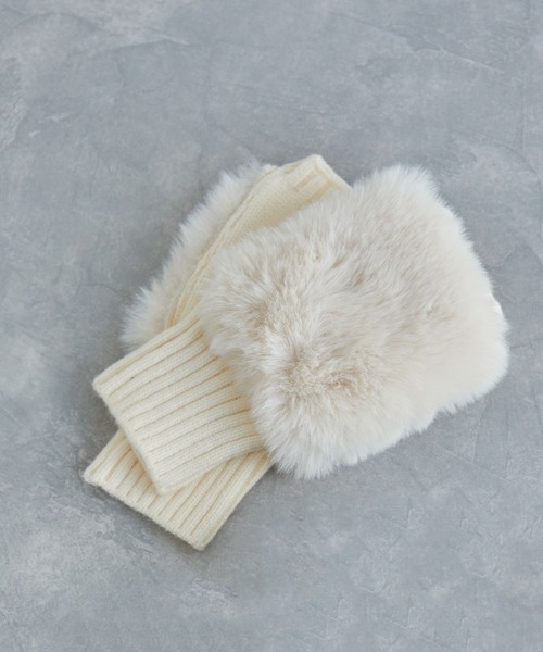 VIS（ビス）の「フィンガーレスファーアームウォーマー（手袋・レディース・ブラック/キナリ/ベージュ・FREE）」の19枚目の写真