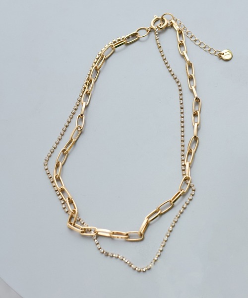 VIS（ビス）の「チェーンXライトストーンネックレス（ネックレス・レディース・ゴールド/シルバー・FREE）」の2枚目の写真