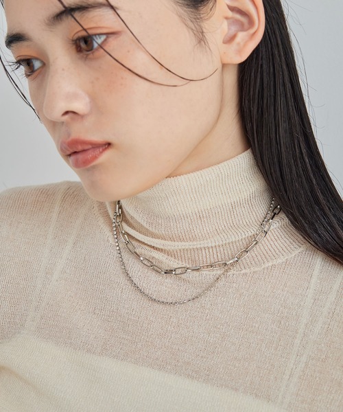 VIS（ビス）の「チェーンXライトストーンネックレス（ネックレス・レディース・ゴールド/シルバー・FREE）」の3枚目の写真
