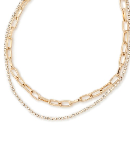 VIS（ビス）の「チェーンXライトストーンネックレス（ネックレス・レディース・ゴールド/シルバー・FREE）」の6枚目の写真