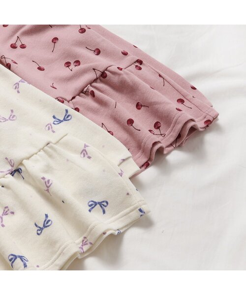 apres les cours（アプレレクール）の「リボン・さくらんぼ柄裏毛パジャマ（ルームウェア/パジャマ・キッズ・アイボリー/ピンク・130/120/110/100/90/80）」の6枚目の写真