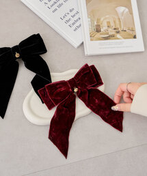 【新色追加】プレート付リボンバレッタ