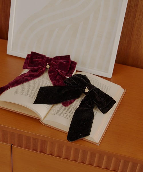 セール】【新色追加】プレート付リボンバレッタ（イヤリング）｜Chico