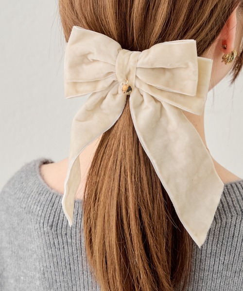 セール】【新色追加】プレート付リボンバレッタ（イヤリング）｜Chico