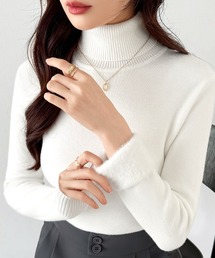 ふわふわ裏シャギー 裏起毛 タートルネックニット ニット セーター きれいめ ベーシック オフィスカジュアル 秋服 冬服