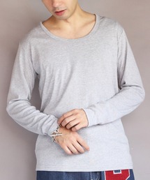 T/CフライスUネック長袖Tシャツ