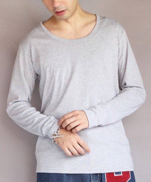 ８(eight)（エイト）の「T/CフライスUネック長袖Tシャツ（Tシャツ/カットソー・メンズ・ネイビー/ホワイト/ブラック/グレー/チャコールグレー・MEDIUM/X-LARGE/LARGE）」の4枚目の写真