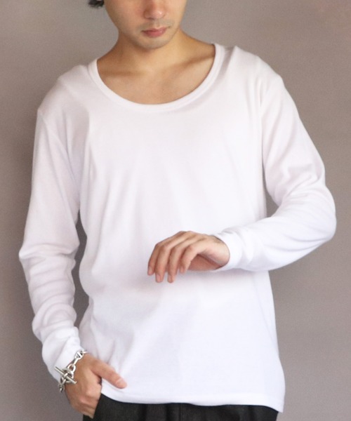 ８(eight)（エイト）の「T/CフライスUネック長袖Tシャツ（Tシャツ/カットソー・メンズ・ネイビー/ホワイト/ブラック/グレー/チャコールグレー・MEDIUM/X-LARGE/LARGE）」の2枚目の写真