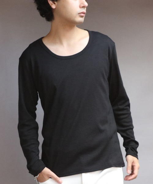 ８(eight)（エイト）の「T/CフライスUネック長袖Tシャツ（Tシャツ/カットソー・メンズ・ネイビー/ホワイト/ブラック/グレー/チャコールグレー・MEDIUM/X-LARGE/LARGE）」の3枚目の写真