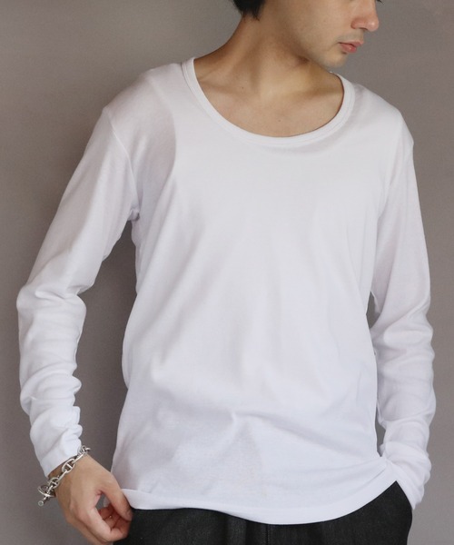 ８(eight)（エイト）の「T/CフライスUネック長袖Tシャツ（Tシャツ/カットソー・メンズ・ネイビー/ホワイト/ブラック/グレー/チャコールグレー・MEDIUM/X-LARGE/LARGE）」の8枚目の写真