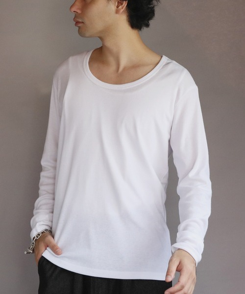 ８(eight)（エイト）の「T/CフライスUネック長袖Tシャツ（Tシャツ/カットソー・メンズ・ネイビー/ホワイト/ブラック/グレー/チャコールグレー・MEDIUM/X-LARGE/LARGE）」の6枚目の写真