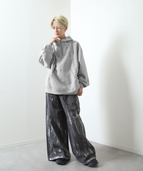 NILWAY(ニルウェイ)の「薔薇 刺繍 ハイネック スウェット ハーフジップ オーバー パーカー(パーカー・メンズ・チャコール/杢グレー/ブルー/ブラック・MEDIUM/LARGE)」の20枚目の写真