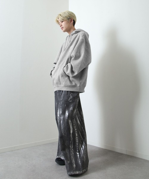 NILWAY(ニルウェイ)の「薔薇 刺繍 ハイネック スウェット ハーフジップ オーバー パーカー(パーカー・メンズ・チャコール/杢グレー/ブルー/ブラック・MEDIUM/LARGE)」の21枚目の写真