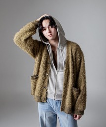 ZIP FIVE -White Line-（ジップファイブホワイトライン）の「【White Line】 モヘアライク シャギーニット カーディガン / 短丈 ニット（カーディガン/ボレロ）」