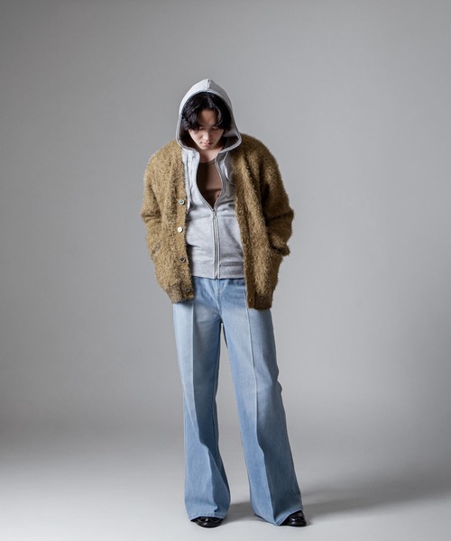 セール】【White Line】 モヘアライク シャギーニット