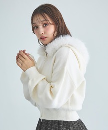 ファー付ニットパーカー