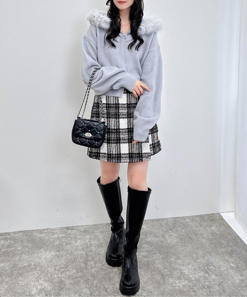 INGNI(イング)の「ファー付ニットパーカー(パーカー・レディース・ピンク/グレー/オフホワイト・M)」の17枚目の写真