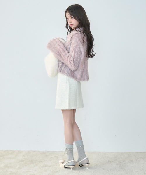 TITTY&CO.（ティティーアンドコー）の「フェイクファーショート丈カーデ（カーディガン/ボレロ・レディース・ブルー/パープル/ピンク・FREE）」の12枚目の写真