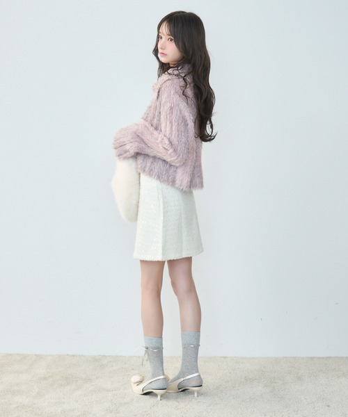 TITTY&CO.（ティティーアンドコー）の「フェイクファーショート丈カーデ（カーディガン/ボレロ・レディース・ブルー/パープル/ピンク・FREE）」の14枚目の写真