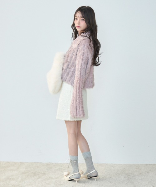 TITTY&CO.（ティティーアンドコー）の「フェイクファーショート丈カーデ（カーディガン/ボレロ・レディース・ブルー/パープル/ピンク・FREE）」の16枚目の写真