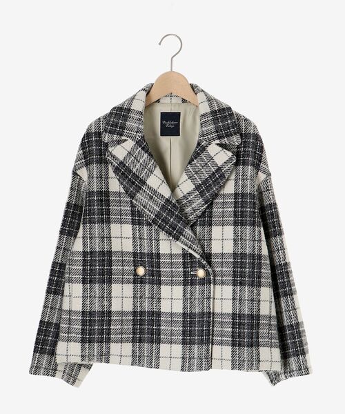 le.coeur blanc（ルクールブラン）の「ループチェックショートPコート（ピーコート・レディース・グレー系その他/ブラウン系その他2・38）」の3枚目の写真