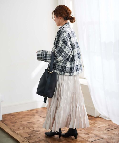 le.coeur blanc（ルクールブラン）の「ループチェックショートPコート（ピーコート・レディース・グレー系その他/ブラウン系その他2・38）」の16枚目の写真