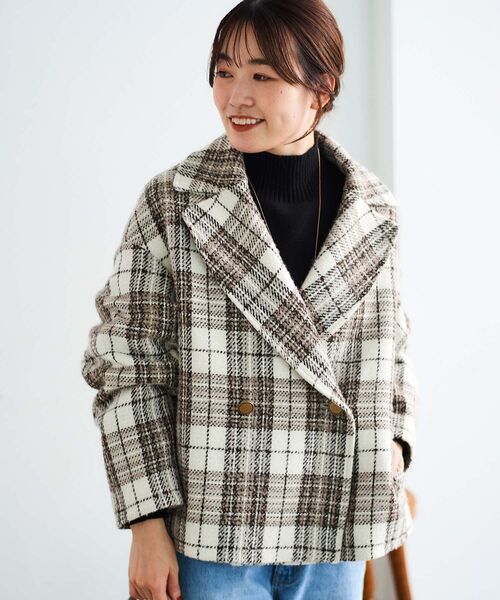 le.coeur blanc（ルクールブラン）の「ループチェックショートPコート（ピーコート・レディース・グレー系その他/ブラウン系その他2・38）」の19枚目の写真