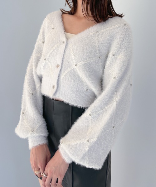 マリンさま専用page〜 セール】アーガイルビジューカーディガン 249314（ニット