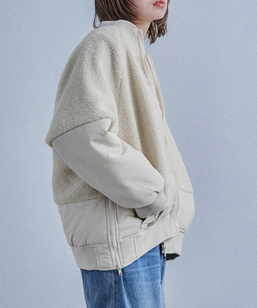 Fashion Letter（ファッションレター）の「ボア切り替え オーバーサイズMA-1（MA-1・レディース・ブラック/アイボリー/カーキ・M）」の10枚目の写真