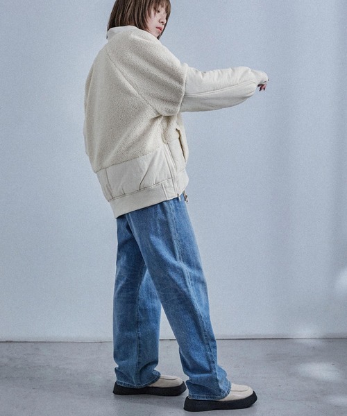 Fashion Letter（ファッションレター）の「ボア切り替え オーバーサイズMA-1（MA-1・レディース・ブラック/アイボリー/カーキ・M）」の11枚目の写真