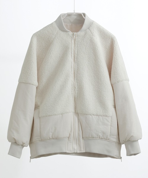 Fashion Letter（ファッションレター）の「ボア切り替え オーバーサイズMA-1（MA-1・レディース・ブラック/アイボリー/カーキ・M）」の13枚目の写真