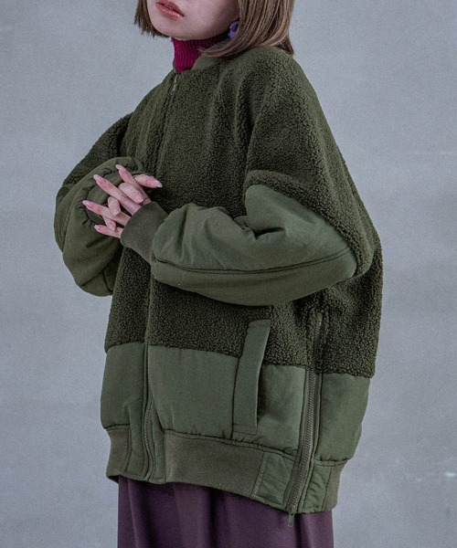 Fashion Letter（ファッションレター）の「ボア切り替え オーバーサイズMA-1（MA-1・レディース・ブラック/アイボリー/カーキ・M）」の15枚目の写真