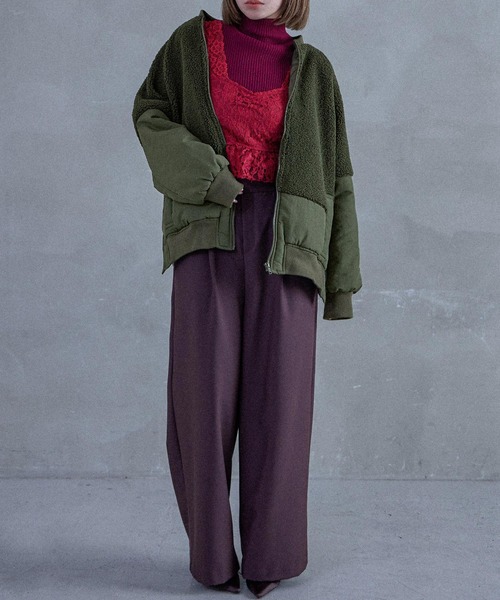 Fashion Letter（ファッションレター）の「ボア切り替え オーバーサイズMA-1（MA-1・レディース・ブラック/アイボリー/カーキ・M）」の18枚目の写真